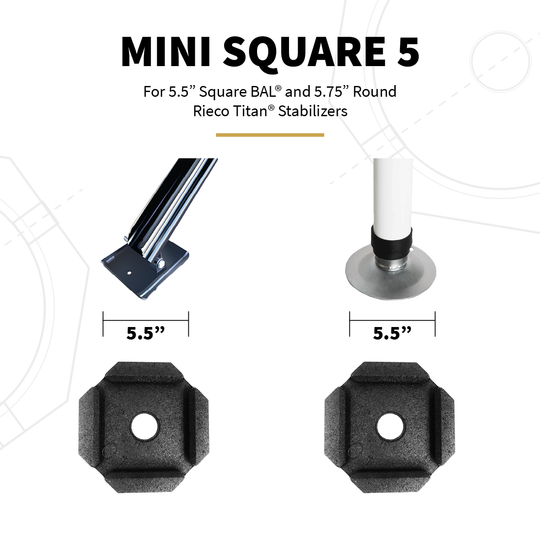 Sizing and compatibility info for Mini Square 5 permanent jack pad