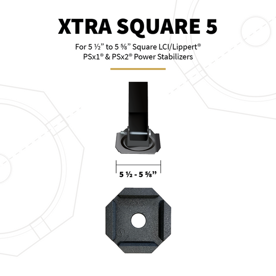 Sizing and compatibility info for XTRA Square 5 permanent jack pad