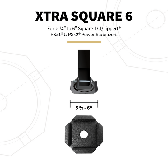 Sizing and compatibility info for XTRA Square 6 permanent jack pad
