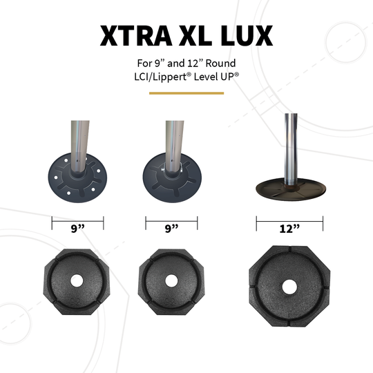 Sizing and compatibility info for XTRA XL Lux permanent jack pad