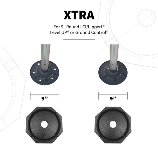 Sizing and compatibility info for XTRA 2-pack permanent jack pads